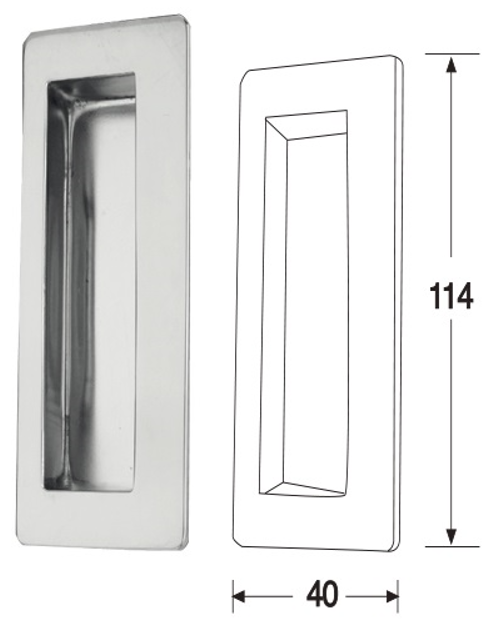 ARC Rectangular Flush Pull | Stainless Steel